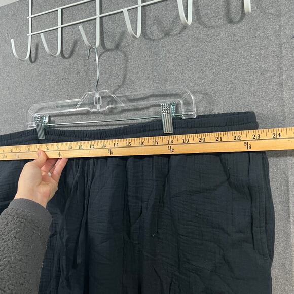 Candace Cameron Bure Petite Smocked Waist Gauze Pant Black, Petite 2X - Picture 7 of 11